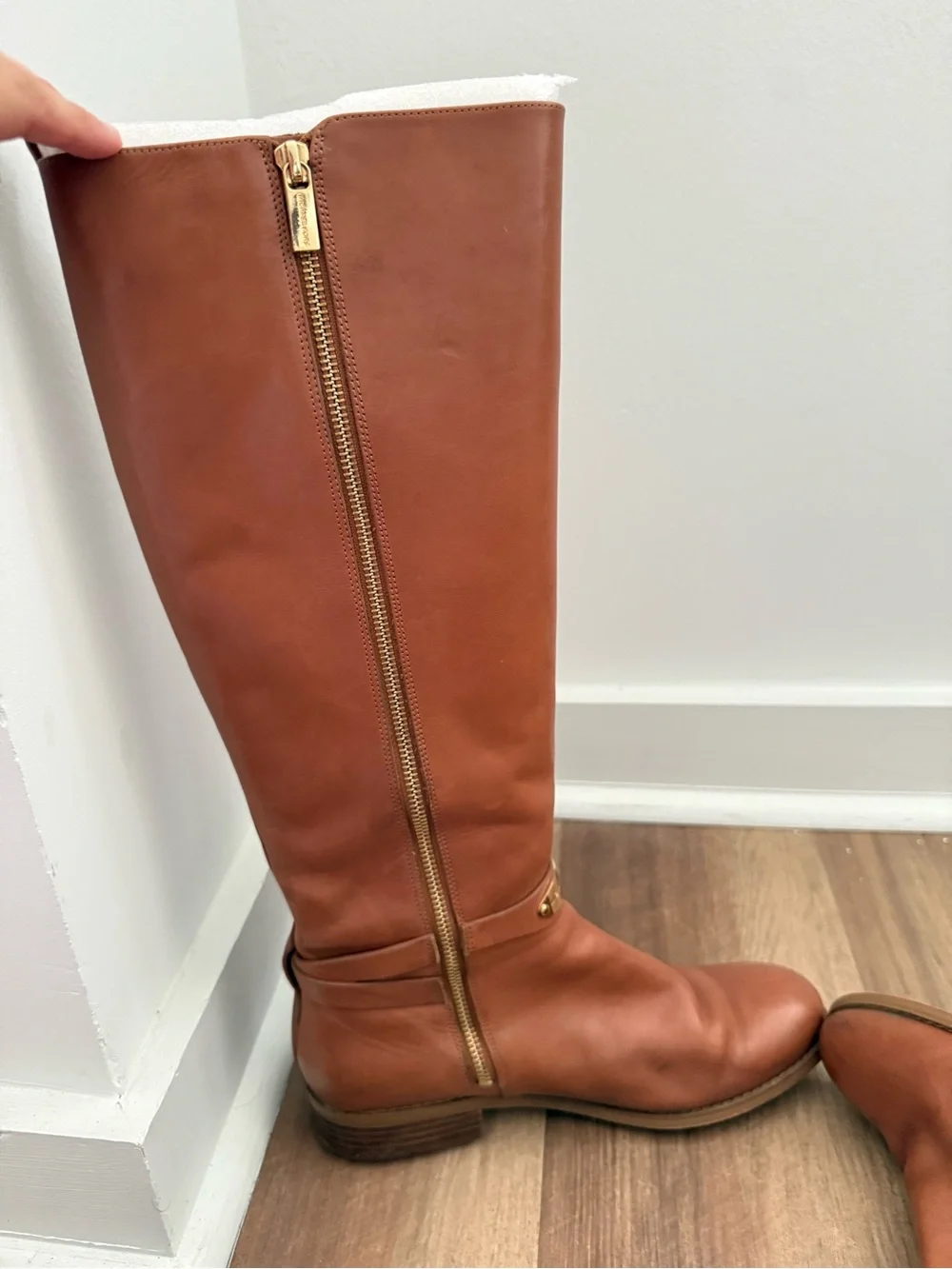Michael Kors Tall Leather Over-the-Knee Boots in Cognac Brown